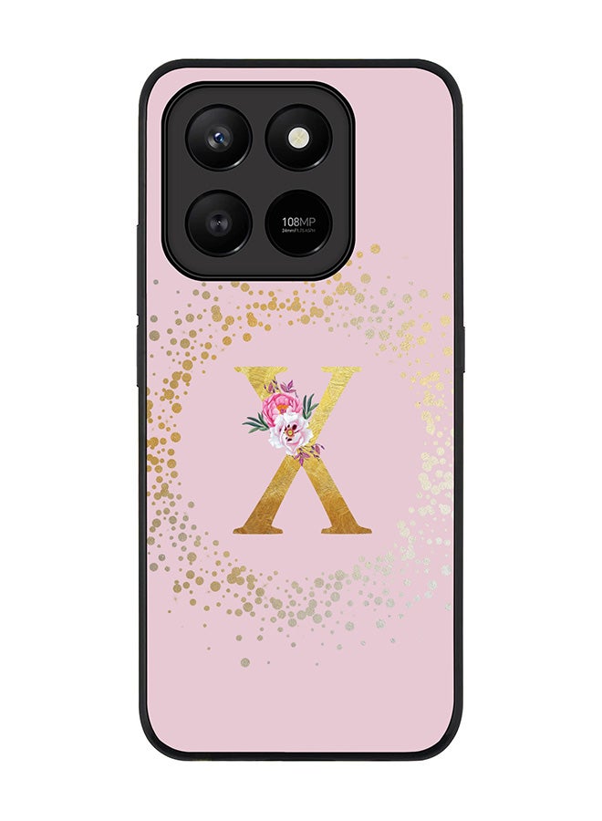 For Honor X7d 4G / X7d 5G / 400 Smart Case,Slim fit Camera Protection, Shockproof Thin Phone cover  - Custom Monogram Floral - X  (Pink )